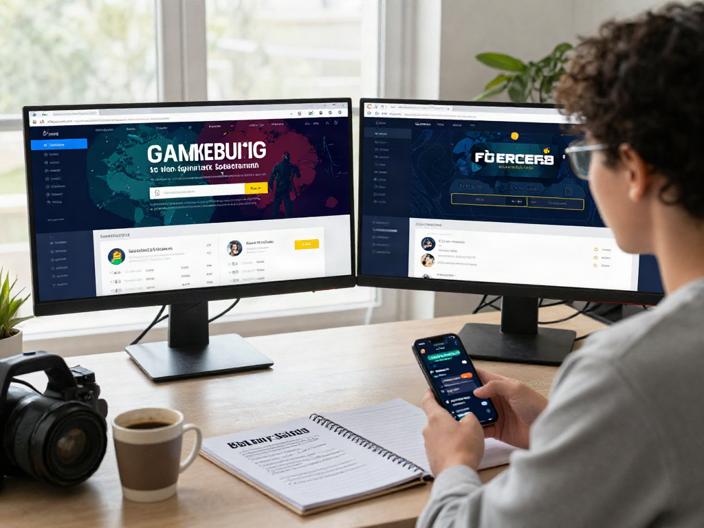 토토사이트 검증 먹튀스팟 analysis of sports betting verification on dual monitors in a bright workspace.