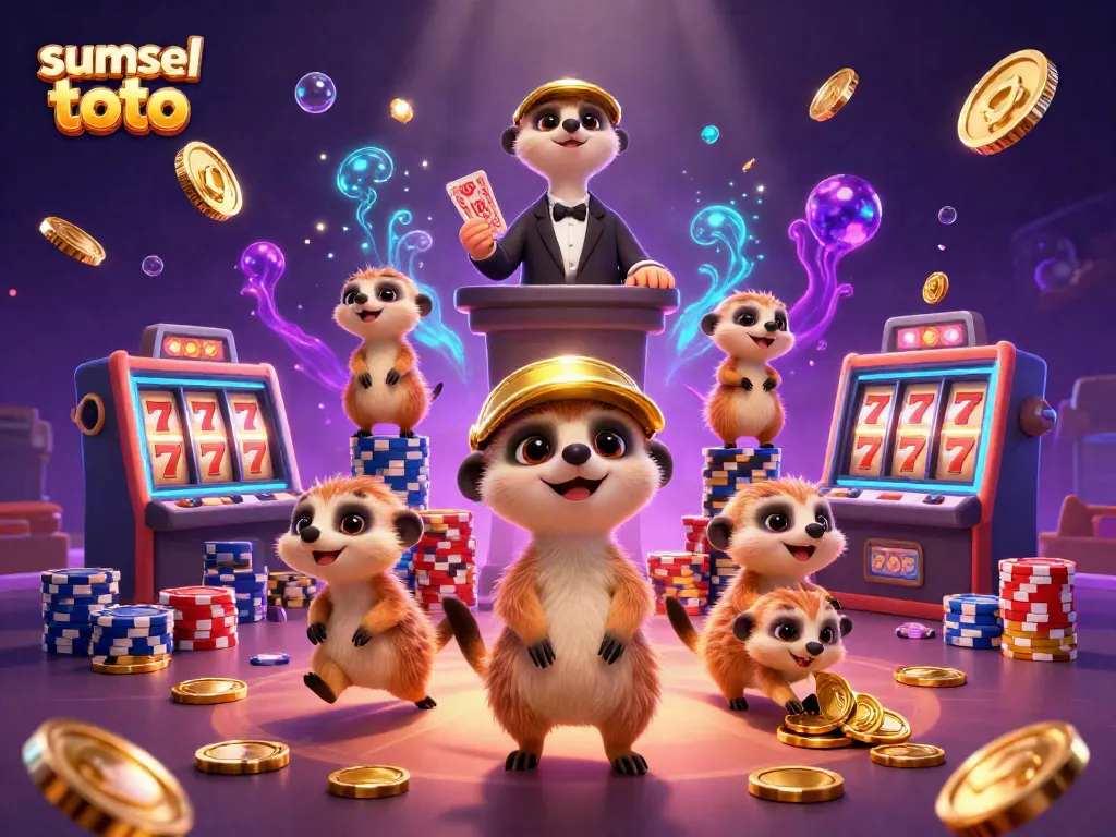 Experience the thrill of sumsel toto in this vibrant meerkat casino illustration