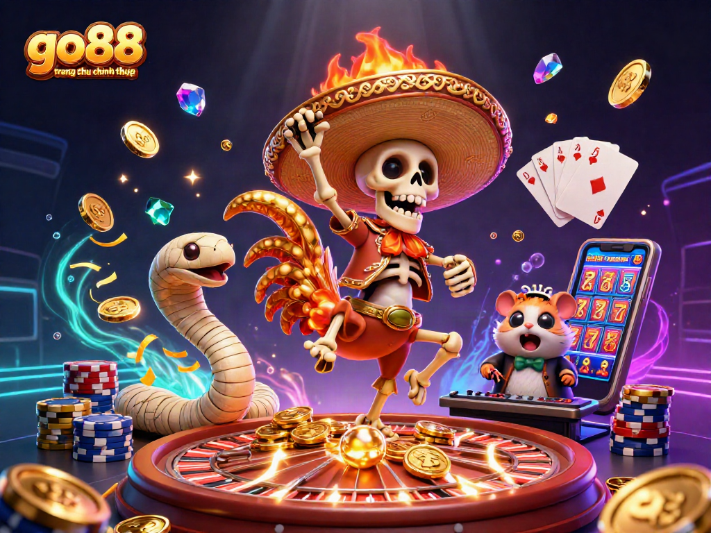 Experience the excitement of go88 trang chu chinh thuc with a thrilling 3D casino scene featuring vibrant characters and dynamic actions.