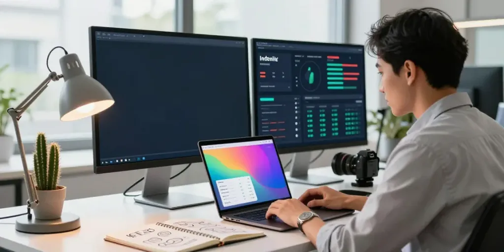 Workspace focused on instant indexing performance metrics in digital marketing.
