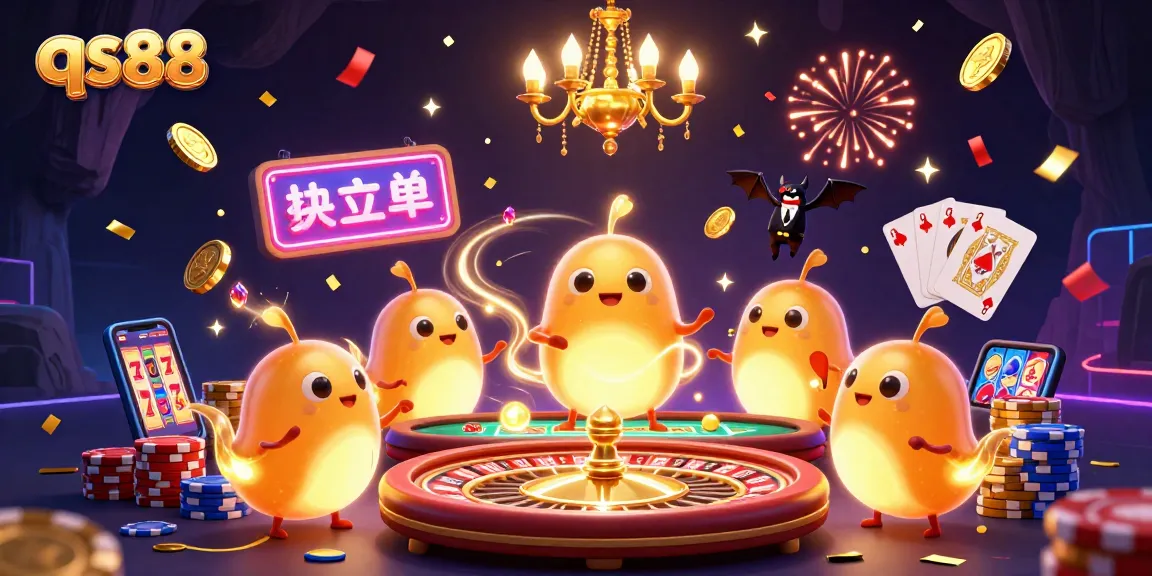 qs88 casino illustrated with glowworms lighting up as they celebrate winning bets.