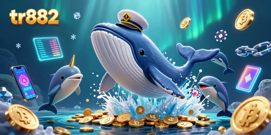 Join the excitement at tr882 with a whale and dolphins in a casino-themed underwater scene.