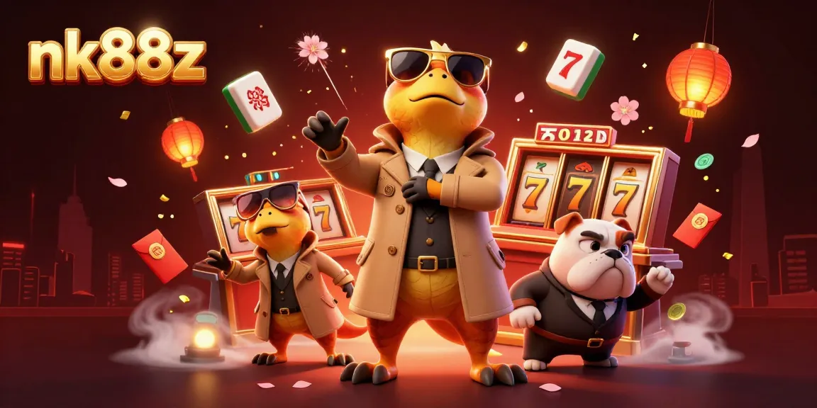 Experience exciting wins with nk88z in this animated casino scene featuring playful raptors.
