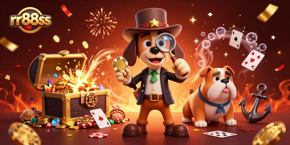 Discover winning strategies at rr88ss, featuring a playful detective and treasures in a dynamic casino scene.